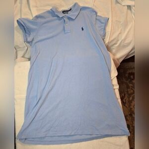 Ralph Lauren Polo Mesh Mini Shirt Dress Baby Blue XL Embroidered Pony
